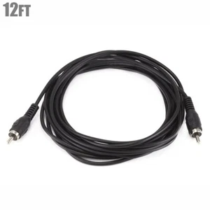 12FT RCA Male to Male Audio Coax Coaxial Cable Cord Home Theater Black - Picture 1 of 2
