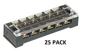 25 PACK - CLEAR COVER BARRIER STRIP 6 POSITION EACH SIDE BLACK #BSC-6-25/64-8006 - Imagen 1 de 2