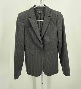 Brooks Brothers Petite Gray Striped Blazer Jacket Wool Blend Size 2 - Picture 1 of 9