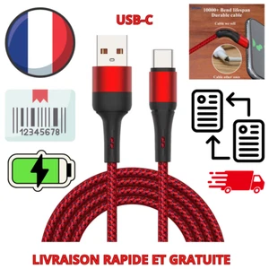 Câble charge rapide USB C transfert de données cordon tressé 1M - Imagen 1 de 11