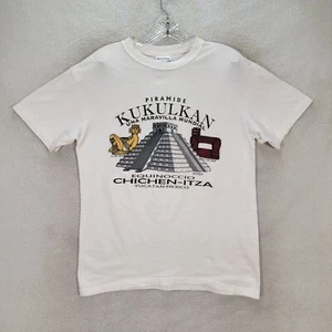 Chichen Itza Mexico Graphic Tee White Kukulkan Cotton Equinoccio T Shirt Mens M - Picture 1 of 18
