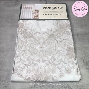 William Morris bestickt Duschvorhang Strawberry Thief weiß beige 72" Neu mit Etikett - Bild 1 von 4