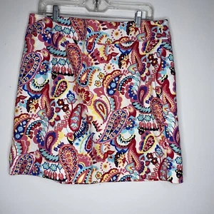 Talbots Pink Blue Print Skirt Lined Size 12 Straight Wiggle 19" Paisley - Bild 1 von 5
