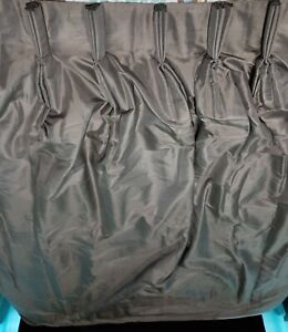 Lot 4 Panels ~ Custom Heavy Silk Pinch Pleat Drapes 57x72 Gray Raw Hem