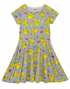 Vestido patinador manga corta Pokemon gris Pikachu niñas - Imagen 1 de 10