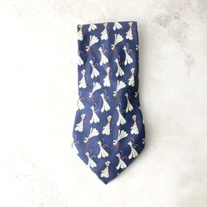 Burberry London Men Neck Tie Silk Blue Yellow Tie Printed - Picture 1 of 8