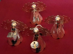 Vtg Set Of 3 Silver Angel Figurine Ornaments 2.5" Candle Cymbals Horn Choir - Picture 1 of 7
