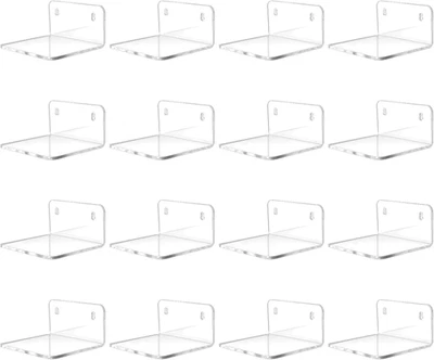 Mini Estante Flotante Acrílico, Paquete de 16 - Transparente, Moderno Estante de Pared para Oficina, Bedr Foto 1 de 4