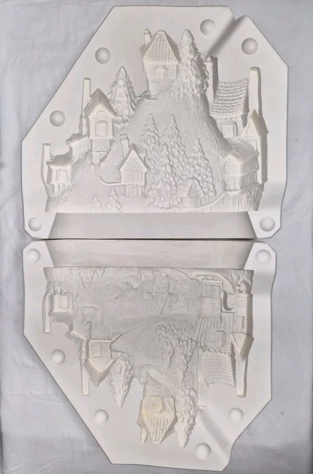 DE COLECCIÓN BYRON B674A ESCENA PUEBLO DE MONTAÑA CERÁMICA DESLIZAMIENTO MOLDE FUNDIDO DESLIZAMIENTO Foto 1 de 4