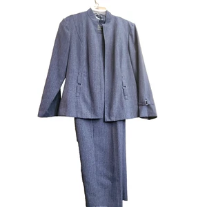 GORGEOUS IMPRESSIONS WOMENS 3 PIECE CAREER PANT SET PIN STRIPED GRAY 18 - Picture 1 of 7