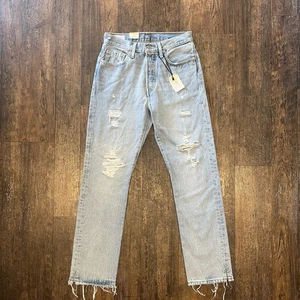 Levi's Women's Premium 501 Original Fit Jeans Light Indigo Destructed 27x30 - Picture 1 of 9