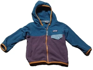 Patagonia Jacket Toddler 12-18M Teal Micro D Snap T Fleece Hooded Pockets Baby - Bild 1 von 3