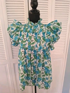 Blusa Victoria Dunn Jazmín Mujer S Azul Floral Volantes Top Estampado en Bloque Casa de Campo - Imagen 1 de 14