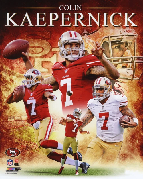 Póster impreso de fútbol americano de la NFL con foto brillante de los 49ers de San Francisco Colin Kaepernick Foto 1 de 1
