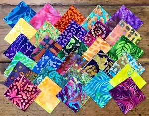 116 Batik prints cotton quilting fabric 2.5 inch squares #22c - Picture 1 of 1
