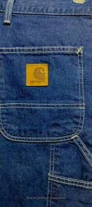 Salopette pantaloni da lavoro blu Carhartt uomo 50x30 larghi vestibilità originale 7 tasche - Foto 1 di 6