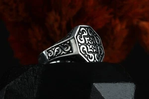 Anillo Art Deco de plata esterlina para hombre - Regalo de plata genuina para hombre - Anillo Boss - Imagen 1 de 7