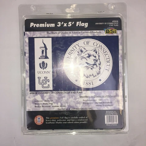 UCONN HUSKIES NCAA LICENSED 3' X 5' PREMIUM FLAG BANNER FREE SHIPPING Cover