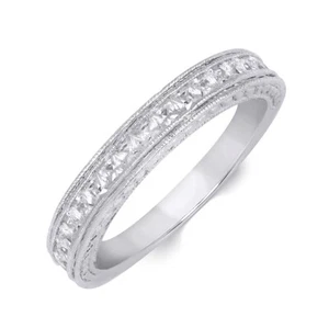 Womens 1/4 CT Stackable Wedding BAND Anniversary RING Solid Silver Size 5-9 - Picture 1 of 5