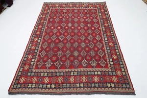 6x8 ft Tribal Red Sumak Kilim Area Rug Afghan Hand Knotted Kilim Kitchen kilim - Picture 1 of 9