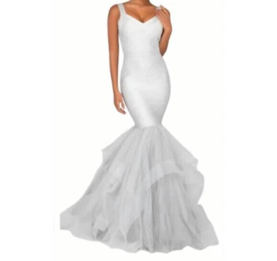 Vestido de novia Terani Couture 8 marfil plata elástico tela ajustada tul brillante Foto 1 de 4