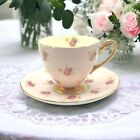 Vintage Shelley Hulmes Rose Pink Gilded Footed Teacup and Saucer