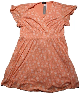 LANE BRYANT Women 22/24 Peach Floral Surplice Neck Lena Fit & Flare Dress NEW - Picture 1 of 18