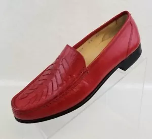 Freeman Halbschuhe rot Leder geflochten Mokassins Schürze runde Spitze Slipper Schuhe Größe 8M - Bild 1 von 11