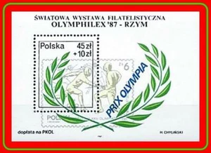 POLAND 1980's OLYMPICS S/S MNH SPORTS, FENCING, STAMP on STAMP - Picture 1 of 1