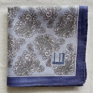VTG Dunhill Handkerchief light Purple Cotton Paisley Classic Pocket Square 19" - Picture 1 of 3