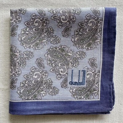 VTG Dunhill Handkerchief light Purple Cotton Paisley Classic Pocket Square 19" - Imagem 1 de 3