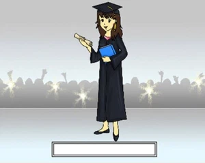 Graduation Female Cartoon Character Personalized Matted Print Series 1 - Picture 1 of 2