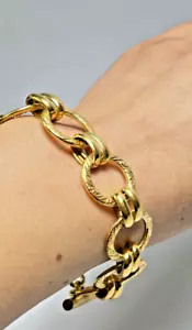 60s Vintage French Costume Jewelry Fold-filled Chain Link Bracelet Roger Scemama - Picture 1 of 7