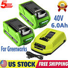 For Greenworks 40V 6.0Ah G-MAX Li-ion Battery 29472 29462 29252 20202 or Charger