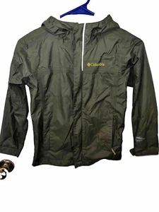 Columbia Kids Unisex Jacket Basic Windbreaker Full-Zip Hooded Green XS - Picture 1 of 4