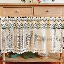 Crochet Half Curtain Window Door Cabinet Valance Hollow Semi-sheer Rustic Retro