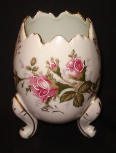 Vaso vintage Napcoware Napco C3199/M rosa bocciolo fiore a forma di uovo con piedi - Foto 1 di 4
