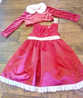Usado en excelente estado! Bebé Niñas Cherokee Rojo Blanco Imitación Piel Vestido y Chaqueta de Vacaciones 18-24 Meses  Foto 1 de 2