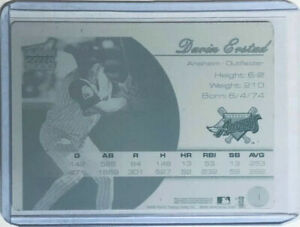 1/1 DARIN ERSTAD 2000 PACIFIC AURORA CARD PRINTING PLATE LA LOS ANGELES ANGELS