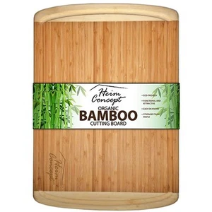 Heim Concept Organic Bamboo Cutting Board 1" Thick Serving Tray with Drip Groove - Picture 1 of 4