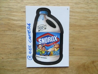 2006 WACKY PACKAGES ANS3 3RD SERIES SNOROX BLEACH CARD SIGNED NEIL CAMERA - Image 1 of 2