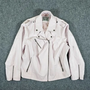 Chaqueta Levis de cuero sintético con cremallera completa para motociclista rosa salmón para mujer talla 3X al aire libre - Imagen 1 de 5