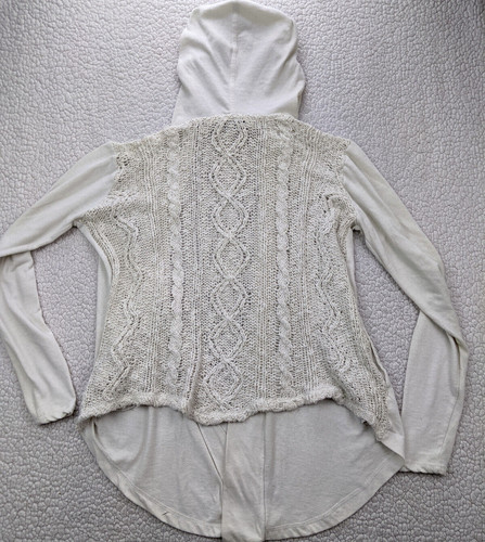 OFF WHITE Maglione con cappuccio Lucky Lotus donna M avorio lavorato a maglia con cavo aperto