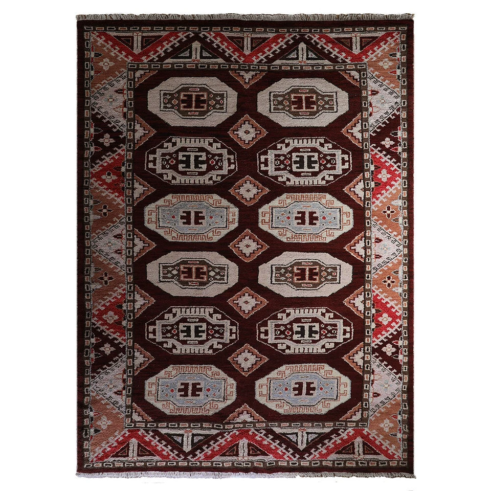 Alfombra afgana anudada a mano de lana y seda oriental multicolor BBH Home BBAF0106 Foto 1 de 1