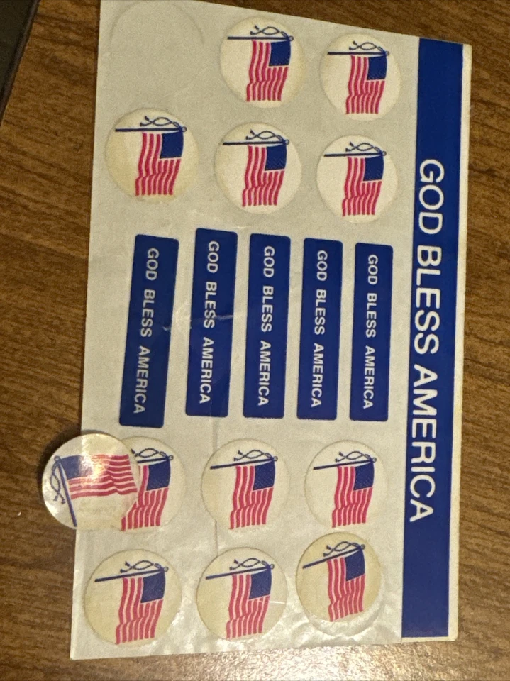 Pegatinas vintage de bandera de Estados Unidos God Bless de los 80 Foto 1 de 1