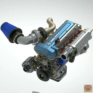 1:25-1:24 Scale Resin Toyota 2JZ Single Turbo Engine Kit - Picture 1 of 5
