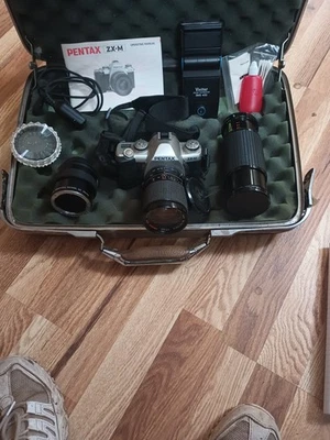 Pentax ZX-M 35mm Film Camera with accessories - Image 1 of 4