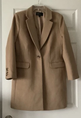 NUEVO ABRIGO CHESTERFIELD CORTO MEZCLA LANA CAMEL NEGRO ANN TAYLOR TALLA LP L Foto 1 de 4