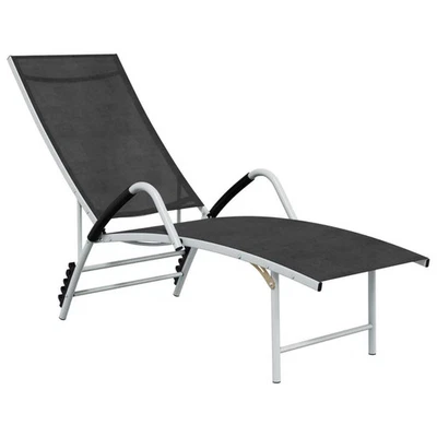  Sun Lounger Black and silver Textilene and aluminum Standard - Image 1 of 4