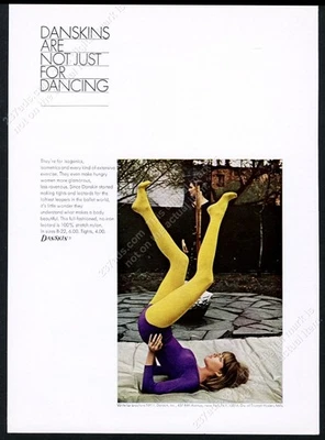1968 Danskin púrpura leotardo amarillo medias mujer foto vintage anuncio impreso Foto 1 de 4